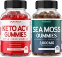 Keto ACV Gummies (60 Contagem) Fórmula de perda de peso avançada e Irish Sea Moss Gummies (90 Contagem) com Bladderwrack & Burdock Root para Thyroid, Energy & Imune Support - Não OGM, Vegan Safe & Made in US