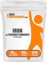 BulkSuplements.com Fumarato Ferroso em pó - Essencial Mineral, Suplemento de Ferro para Homens e Mulheres - Gluten Free, 55mg por serviço, 100g (3,5 onças) (Pack of 1)