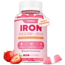 Vegan suplementos de ferro chicletes para mulheres e homens, Anemia, Blood Builder & Energy Support para deficiência de ferro, com vitamina C, A, Complexo B, Folato, CoQ10, Açúcar livre, Não-GMO, 60 contagem