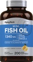 Piping Rock Mini Fish Oil 1340mg 200 Softgels Suplemento Omega-3 para homens e mulheres sabor limão não-GMO e sem glúten