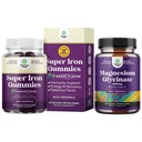 Pacote de deliciosos chicletes de ferro para mulheres e homens - Suplemento de ferro para mulheres e homens com vitamina C para maior absorção e puro magnésio glicinato 400mg por servir para sono de humor e relaxamento