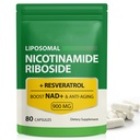 NAD Supplement, 900mg - Nicotinamida lipossómica Riboside NAD+ Suplemento com Resveratrol Suporta Músculo, Cérebro, Energia Celular - NMN Suplemento Alternativo para Homens e Mulheres, 80 Cápsulas (Pacote de 1)