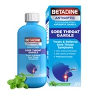 Betadine Antisséptico Gargle medicado, Povidona-Iodina 0,5%, Trate e alivie os sintomas da garganta dolorosa, reduz temporariamente os germes normalmente encontrados na boca, sabor de hortelã, 8 FL OZ