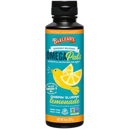 Barlean's Omega 3 suplemento líquido de óleo de peixe para crianças, Chirpin' Slurpin' Limonada, 540 mg de EPA e ácido gordo DHA, 8 onças
