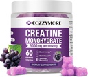 Creatina Gummies mono-hidratada 5000mg para homens e mulheres, Gomitas de Creatina Creatina Mono-hidratada 5g, Creatina Mono-hidratada Gummy para Muscle Builder, Energy Boost, Pre-Trabalho Suplemento, 60 Contagem, Uva
