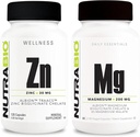 NutraBio Zinco Quelato e Reacted Magnésio Suplemento Bundle – Suplemento Vitamina Bundle pode ajudar a apoiar o sistema imunológico e saúde óssea