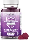 NOVAS pastilhas de suporte do sistema imunológico da idade - Sambucus Black Elderberry Gummies com vitamina C e zinco (Imune Support 60 chicletes)