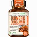 Suplemento de Curcumina Turmérica com Extrato de Pimenta Preta - Alta Potencia Turmérica Orgânica 1400mg & 95% Curcuminóides para a Saúde Conjunta & Digestiva - Suplemento de Apoio Conjunto - 60 Cápsulas de Curcuma Vegan