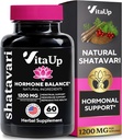 Cápsulas Shatavari para Mulheres 1200mg - USA Made Shatavari Root Supplement for Normal Hormonal Support, Menopause & Menstrual Wellness - 60 Cápsulas Vegan