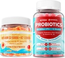 NEVISS Vitamina D3 K2 Gummies + Pastilhas de açúcar sem probióticos