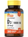 Sundance Vitamina D3 1000 UI 300 Softgels Ou seja, alta potência Fórmula de Vitamina Essencial Não-GMO e Suplemento sem glúten
