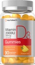 Horbäach Vitamina D3 2000iu Gummies Contagem de 90 Vegetariano sabor abacaxi 50 mcg Não-GMO, Suplemento de vitamina D sem glúten