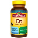 Nature Made Vitamina D3 1000 UI (25 mcg), Suplemento de vitamina D para osso, dentes, músculo e imunossuporte saúde, 100 Softgels, 100 dias de fornecimento