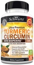 Curcumina Turmérica com Extrato de Pimenta Negra 1500mg - Suplemento Acúrmico Ultra Potente de Alta Absorção com Curcuminóides 95% e BioPerine - Cápsulas Tuméricas Não GMO para Apoio Conjunto - 45 Cápsulas
