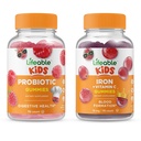 Probiótico vitalício 2 bilhões de UFC crianças + ferro e vitamina C crianças, chicletes Bundle - Grande degustação, Suplemento Vitamina, Sem glúten, GMO livre, chiclete mastigável