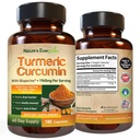 Curcumina açafrão com Extrato de Pimenta Negra (Bioperine) & suplemento de suporte comum orgânico açafrão Vegan. Extrair 95% Curcuminóides 1965mg Suplemento para Juntas Saudáveis e Suporte Imune. 180 Cápsulas