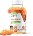 Viteey Kids Vitamina C Gummies - Suporte imunológico para crianças, Crianças, & Adolescentes - Vegan, Gelatina grátis, Gluten Free, GMO livre - saborosa laranja saborosa chiclete de imunidade saborosa