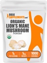 BulkSuplementos.com Leões Orgânicos Mane Mushroom Powder - Lions Mane Powder, Suplemento de cogumelos - Vegan & Gluten Free, 1g por serviço, 1 kg (2,2 lbs) (Pacote de 1)