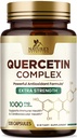Quercetin Supplement 1000mg - Suporte Natural, Baseado em Plantas para Alterações Imunes, Celulares, Respiratórias e Sazonais - Concentração Extra Quercetina Dihidratado de Sophora Japonica - 120 Cápsulas Veggie