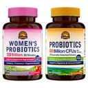 Vitalitown pacote probiótico (Pacote de 2) , Probióticos femininos 120 bilhões (Item 1) & Probióticos 60 bilhões (Item 2) , prateleira estável , Digestive & Women’s Health , 30 serviços cada