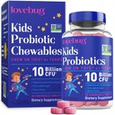 LOVEBUG Probióticos para Crianças – Mastigações probióticas com Fibra Prebiótica para Idade 4+,Diária Gut Saúde das Crianças & Suplemento de Suporte Digestivo, Açúcar sem sabor Berry, 30 Contagem
