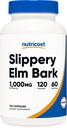 Nutricost Slippery Elm Bark Cápsulas 1000mg por serviço, 120 Cápsulas - Não-GMO, Gluten Free, Vegetarian Friendly