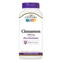 21st Century 2000 mg Canela Plus Chromium Vegetarian Cápsulas (120 contagem), Canela Suplementos Suporta Açúcar & Metabolismo carboidratado, Sem glúten, Não-GMO, Sem Adicionado sabores artificiais
