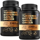 4-em-1 Suplementos de alho e alho com BioPerine – 2360mg Cápsulas de raiz de gengibre com alho – mistura de ervas de alta potência (120 ct, pacote de 2)