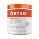 Genius Brand Genius Hydrate - Suplemento Eletrolítico para Hidratação Diária - Água de coco - Livre de Açúcar - 8 Minerais essenciais & Nutrientes - Não-GMO - Anéis de pêssego azedo - 50 Servings