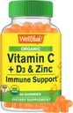 BemSim Vitamina orgânica C + D3 + gomas de zinco - Imune Boosting, Antioxidante-Rich, e saúde óssea Suportando, USDA Orgânica, Vegan, e Não-GMO - Gluten-Free, Nut-Free Gummy - 60 Contagem