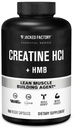 Fábrica Jacked Creatine HCL + cápsulas HMB - Synergistic CON-CRET, myHMB, & Fórmula de vitamina D para melhor crescimento, força e redução do músculo - 150 cápsulas