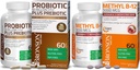 Bronson Probiótico 50 Bilhões de UFC + Prebiótico com Apple Polifenóis & Extrato de fruta de abacaxi + Metil B12 5000 mcg Vitamina B12 Metilcobalamina