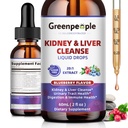 GREENPEOPLE Kidney Cleanse Detox & Repair - 27-In-1 Rim & Liver Drops com 20:1 Extrato de cranberry & Chanca Piedra, Suplemento sem álcool para trato urinário e suporte de fígado (2 Oz 1 Pack, Blueberry)
