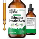 Selvagem & orgânico Stinging Nettle Tintura - Stinging Nettle Raiz Extract Drops para homens e mulheres - Líquido Urtica Dioica Suplemento - Vegan, Açúcar & Álcool - 4 fl oz