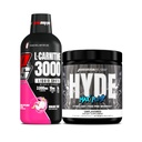 PROSUPPS L-Carnitine 3000 Estimulante Free Liquid Shots (31 Servings, Dragon Fruit) e Hyde Max Bomba pré-treino para homens e mulheres (20 Servings, sem sabor) Bundle