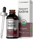 Horbaach gotas de iodo nascentes 4 Fl Oz , suplemento de tintura líquida orgânica , como Iodeto de potássio , Vegan, Não-GMO, e sem glúten