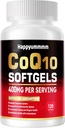 CoQ10-400mg-Softgels com PQQ, Omega-3, Coenzyme Q10 (Ubiquinone) Suplemento para Alta Absorção, Poderoso-Antioxidante, Suporte Coração e Energia-Produção, 120 Servings.