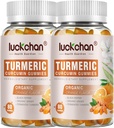Gummies de açafrão e gengibre (2 Pack) - Curcumina de açafrão com pimenta preta e suplementos de gengibre para a pele saudável apoio imune - Gummies de açafrão Vegan para adultos - Glúten livre, baixo açúcar