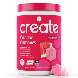 Criar Creatina Mono-hidratado Gummies para homens e mulheres - Aumentar o foco, força, e resistência, Fórmula Anti-Melting, Vegan, Sem glúten, Não-GMO, 1.5 Gram Creatina por Gummy (Watermelon, 90 ct)