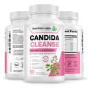 Candida Cleanse Supplement for Balance & Support, Candidase Detox, Women & Men. Gut Health & Flora, pH Level, Intestinal Health. Lactospore® Probióticos. Anti- Crescimento de Levedura W/ Orégano, Ácido Caprílico