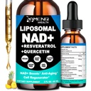 NAD Supplement, NAD lipossomal Nicotinamida Riboside Resveratrol 900mg Quercetion, TMG, Vitamina B3, alta potência NAD Plus Suplemento líquido para regenerador de células, longevidade, energia, antienvelhecimento, foco