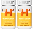 Metabolismo Habit Suplemento 2 Pack (120 Cápsulas) - Suporta Saúde Digestiva & Metabolismo, Vitamina B12, Selênio, Crômio, Apple Cider Vinagre, Vegan, Não-GMO