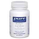 Encapsulamentos puros Acetil-L-Carnitina 250 mg - Memória e Suplemento do Cérebro - Suporte e Foco do Cérebro* - Gluten Free & Non-GMO - 60 Cápsulas