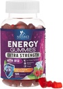 Gummies de energia 1000mcg - com Vitamina B12, Chá Verde Natural Cafeína Suporte, Gummies de energia diária - Delicious Berry Flavor B12 Chewable Exercise Supplement for Running Cycling & Sports - 120 Chews