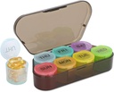 NatureTouch Organizador semanal de pílulas, BPA Free Medicine Organizador Rainbow 7 Day Pill Box, Conater diário portátil de pílulas para pílulas / Vitamina / óleo de peixe / suplementos [Última versão], Preto