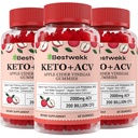 Pastilhas de vinagre de sider de maçã, força máxima 2000mg ACV Gummy com Probióticos, B12 e Keto Suporte, Para Digestão, Metabolismo, Detox, Gut & Imune Saúde, Gelatina-livre, Não-GMO, 180 ceto acv gomas