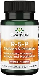 Swanson R-5-P (Riboflavina-5-Fosfato) - Suplemento Vitamina B2 Promovendo Energia, Metabolismo e Saúde da Visão - Fórmula de Bem-Estar Natural - (60 Cápsulas)