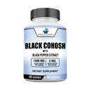 American Standard Supplements Black Cohosh 1300mg Por Serviço com Extrato de Fruta Pimenta Preto - Vegan, Gluten Free, Não-GMO, 90 Cápsulas, 45 Servings