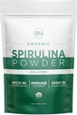 Spirulina Powder Organic 225g - 64 Servings 3.5g Tamanho de serviço - USDA Certified - RAW Nutrient Dense Over 70% Protein Per Serving - Pura Fonte Vegan Protein - Superfood