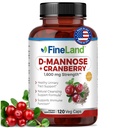FineLand D-Mannose + Cranberry – 1600mg por serviço – 120 Cápsulas Vegan – Urinary Tract & Bladder Health Support – Não-GMO, Gluten-Free, Made in USA